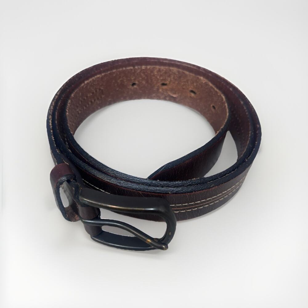 Columbia Brown Leather Belt Mens Size 40 Casual Dress Black Metal Buckle